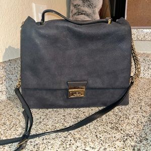 Kate spade suede black purse with shoulder gold hardware strap